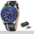 LIGE Mens Quartz Clock Leather Watche