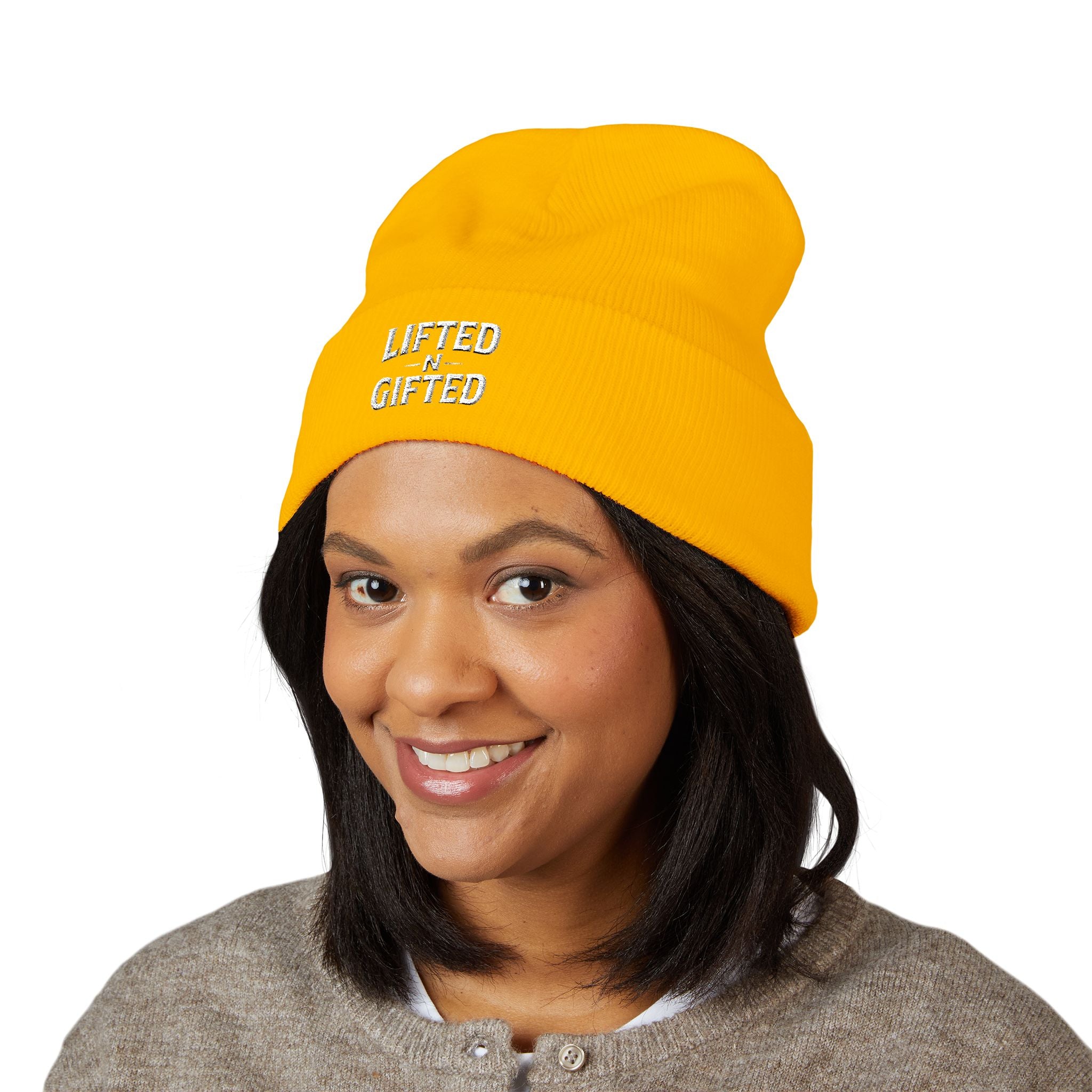 Lifted-N-Gifted Embroidered Knit Cap Beanie