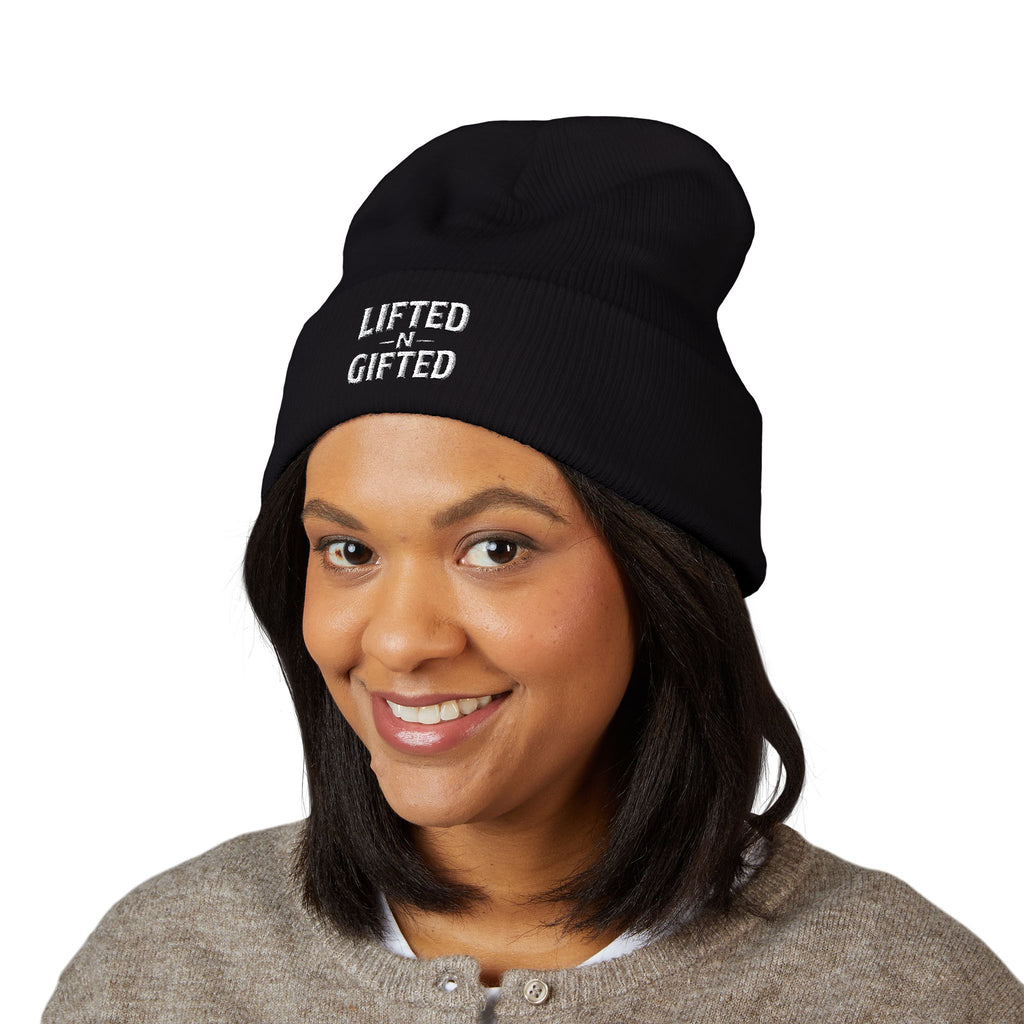 Lifted-N-Gifted Embroidered Knit Cap Beanie