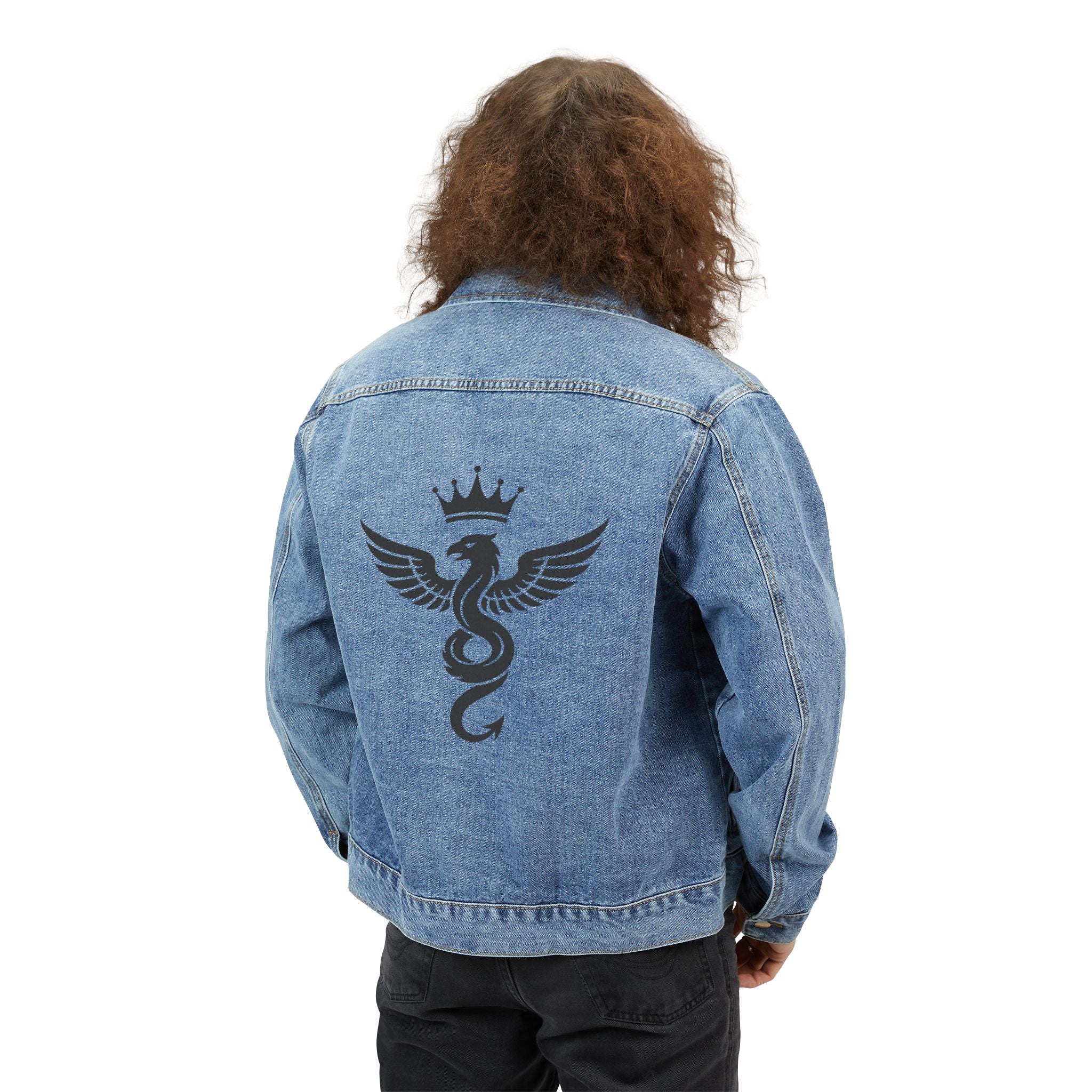 Crowned Hawk-Serpent Denim Jacket