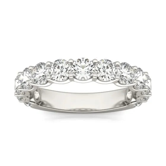 2 1/15 CTW Lab Grown Round Cut Diamond Half Eternity Ring in 14K White Gold - G-VS-0