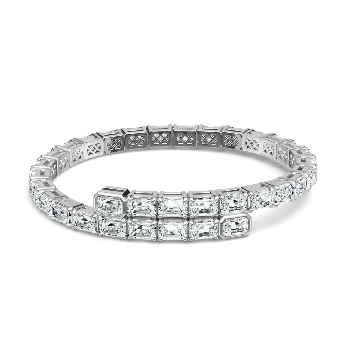 Couple's silver-encrusted moissanite bracelet