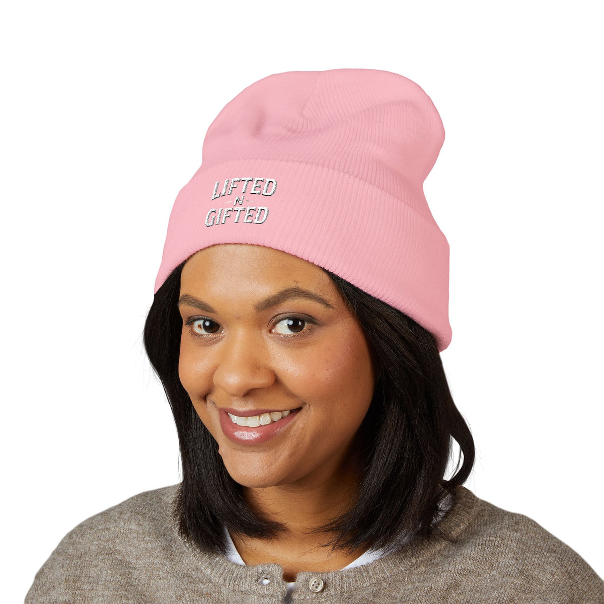 Lifted-N-Gifted Embroidered Knit Cap Beanie