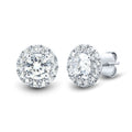 1 CTW AGI Certified Lab Grown Diamond Halo Stud Earrings in 14K White Gold (F-G/VS)-0