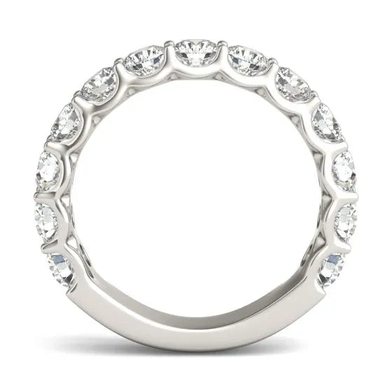 2 1/15 CTW Lab Grown Round Cut Diamond Half Eternity Ring in 14K White Gold - G-VS-1