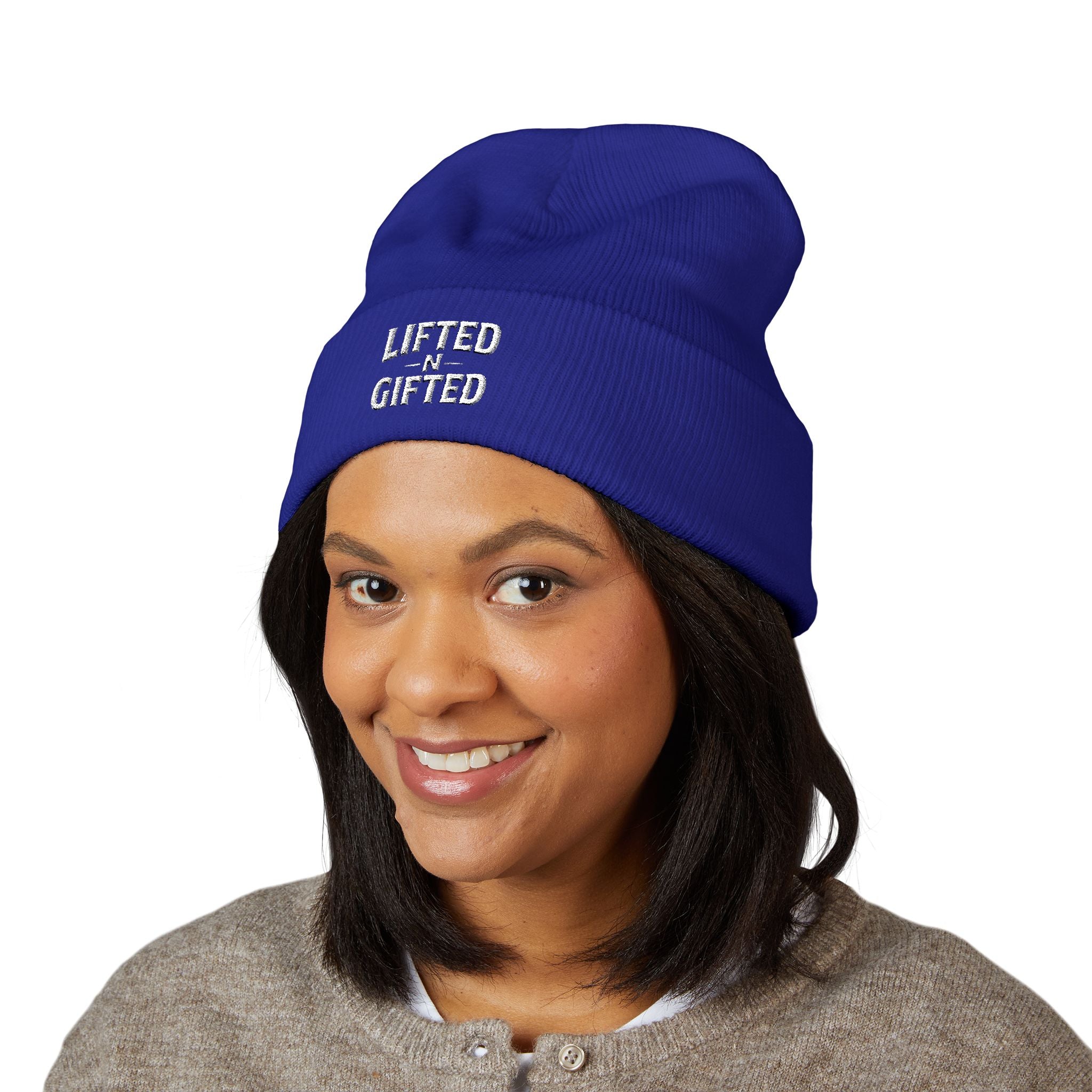 Lifted-N-Gifted Embroidered Knit Cap Beanie