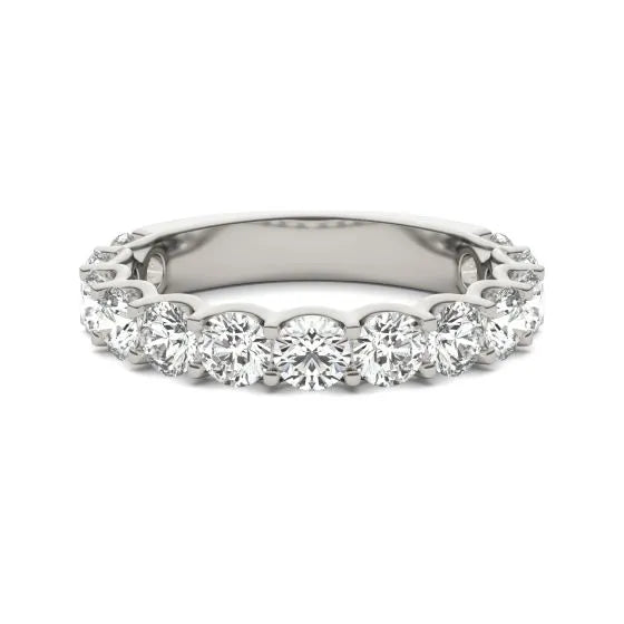 2 1/15 CTW Lab Grown Round Cut Diamond Half Eternity Ring in 14K White Gold - G-VS-2