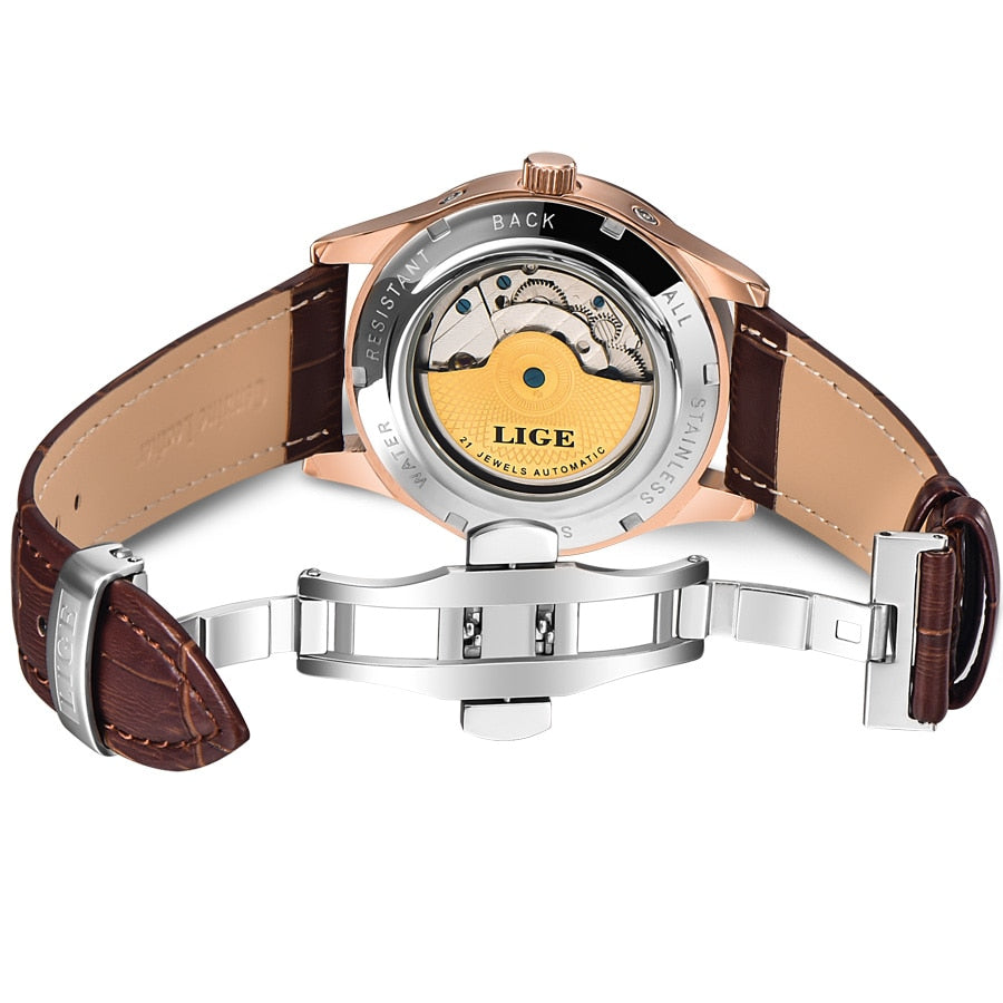 LIGE Men Automatic Mechanical Watch