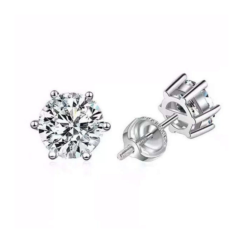s925 Silver 2crt Moissanite six-prong stud earrings