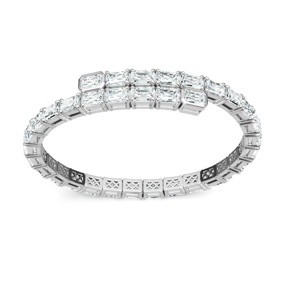 Couple's silver-encrusted moissanite bracelet