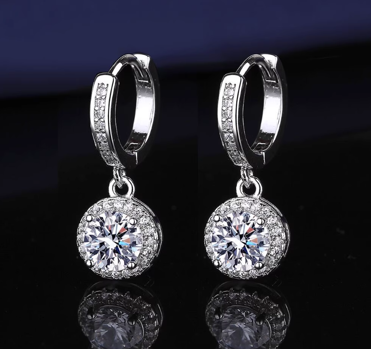 925 silver moissanite loose earrings