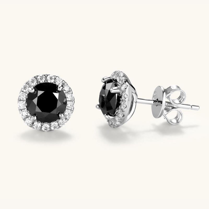 925 sterling silver black 3 crt moissanite ear studs