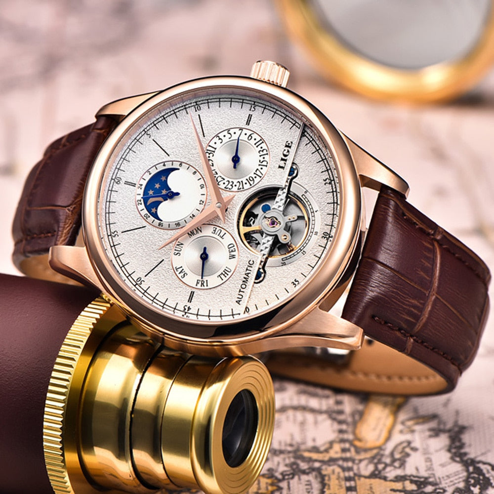 LIGE Men Automatic Mechanical Watch