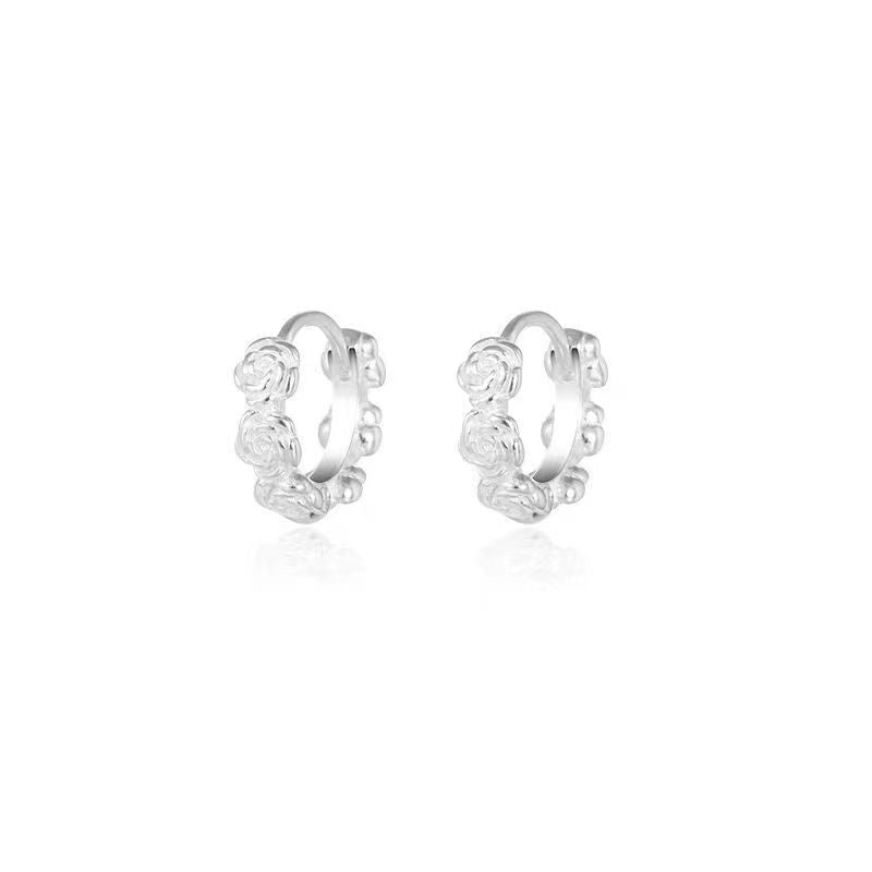S925 sterling silver rose earrings