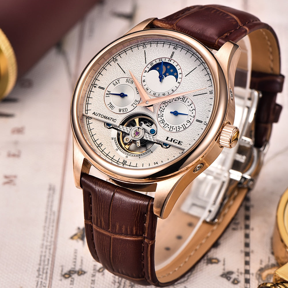 LIGE Men Automatic Mechanical Watch