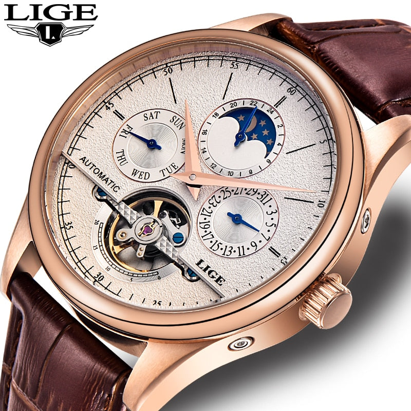 LIGE Men Automatic Mechanical Watch