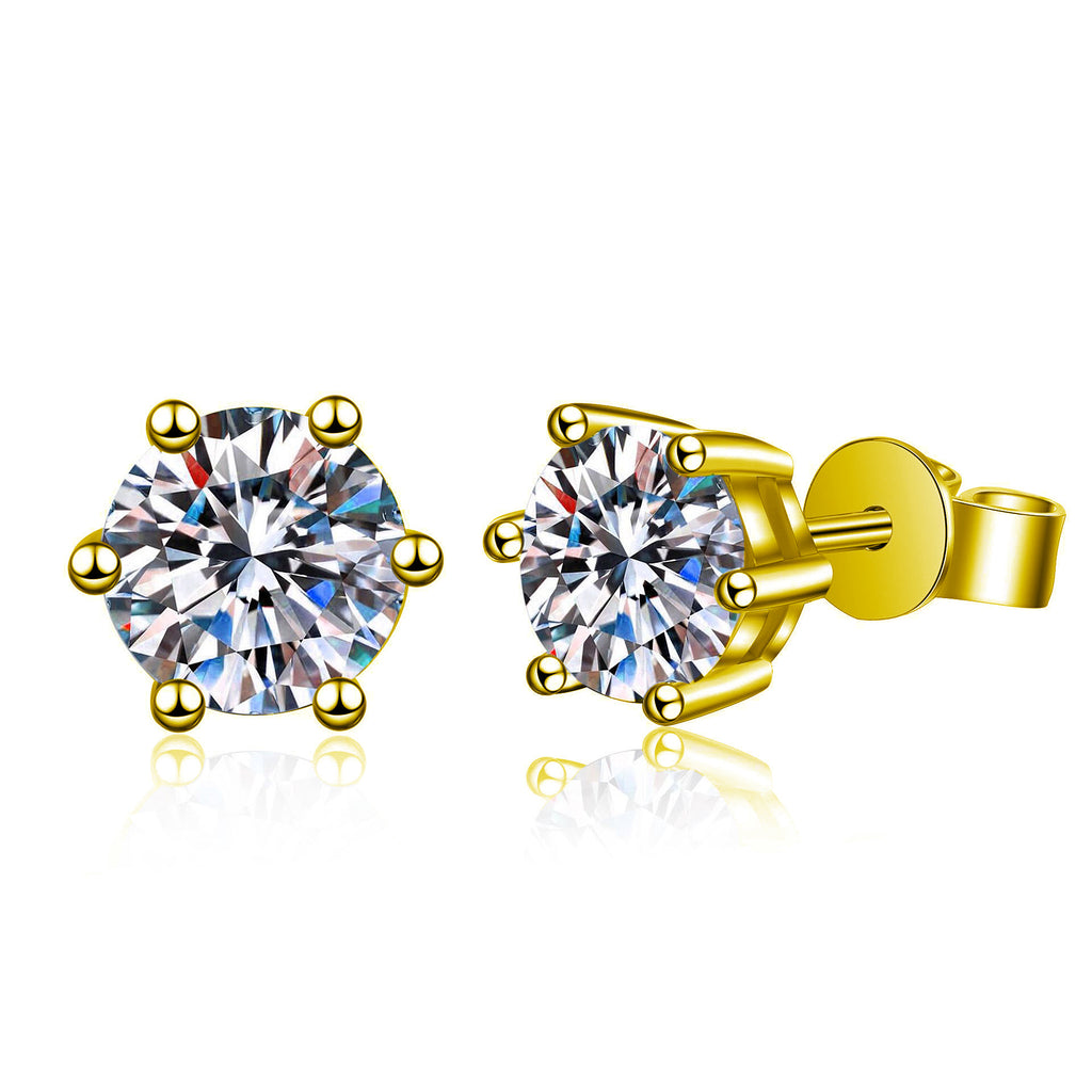 s925 Silver Moissanite six-prong and four-prong stud earrings