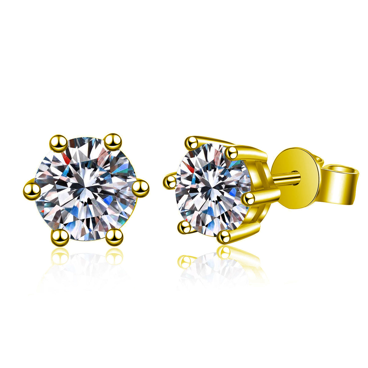 s925 Silver Moissanite six-prong and four-prong stud earrings