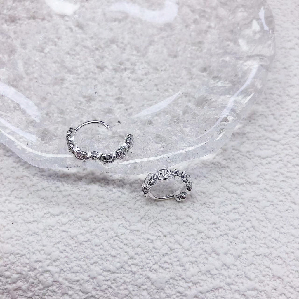S925 sterling silver rose earrings