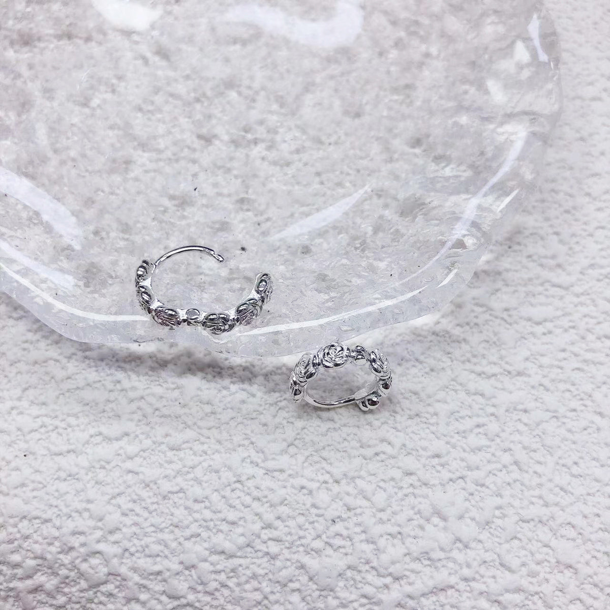 S925 sterling silver rose earrings