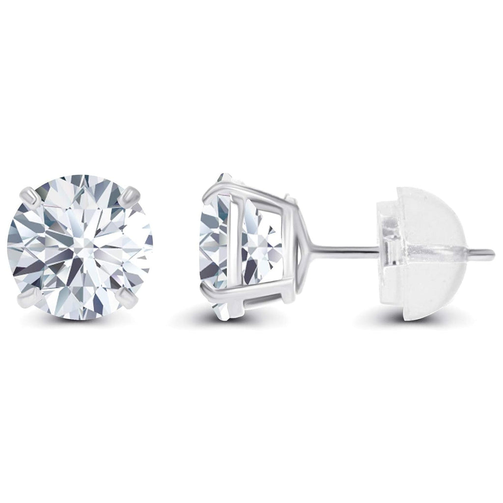 1.00 CTW Genuine Certified Moissanite Stud Earrings in Solid 14K White or Yellow Gold-2