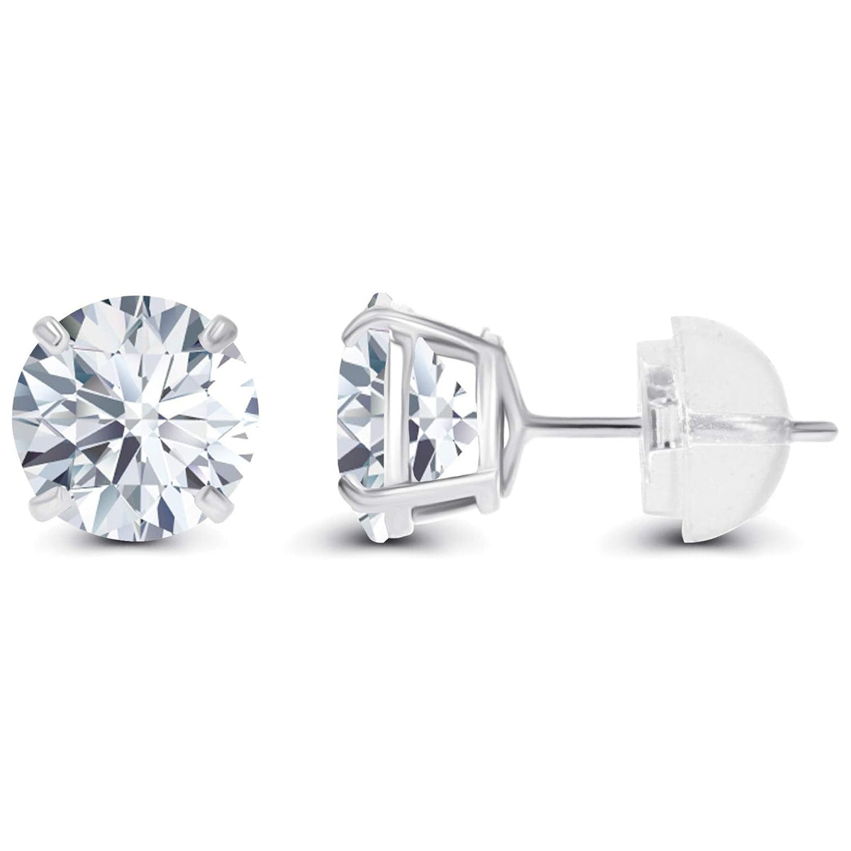 1.00 CTW Genuine Certified Moissanite Stud Earrings in Solid 14K White or Yellow Gold-2
