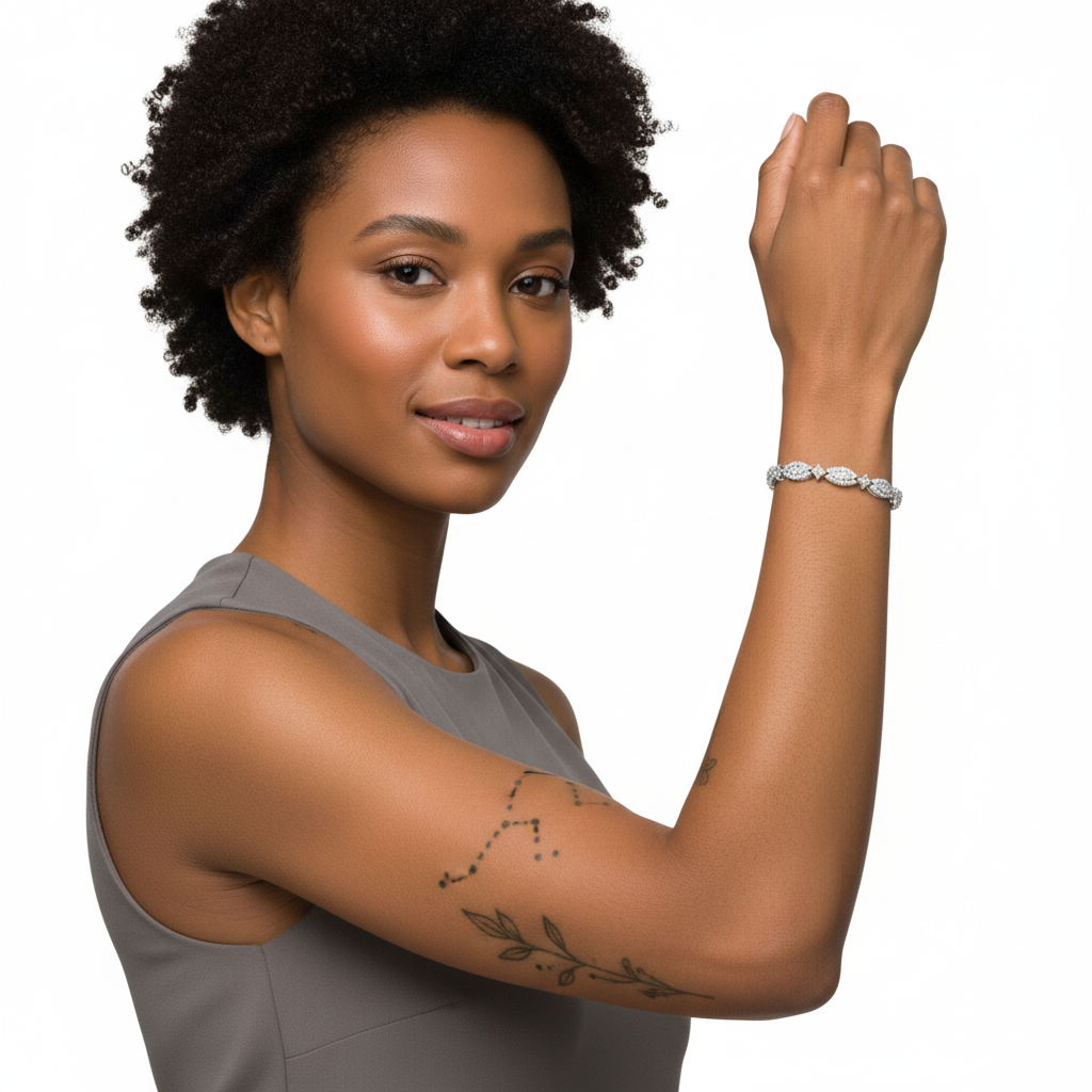 .925 Sterling Silver 1/2 Cttw Diamond Alternating Marquise and Starburst Shaped Link Bracelet