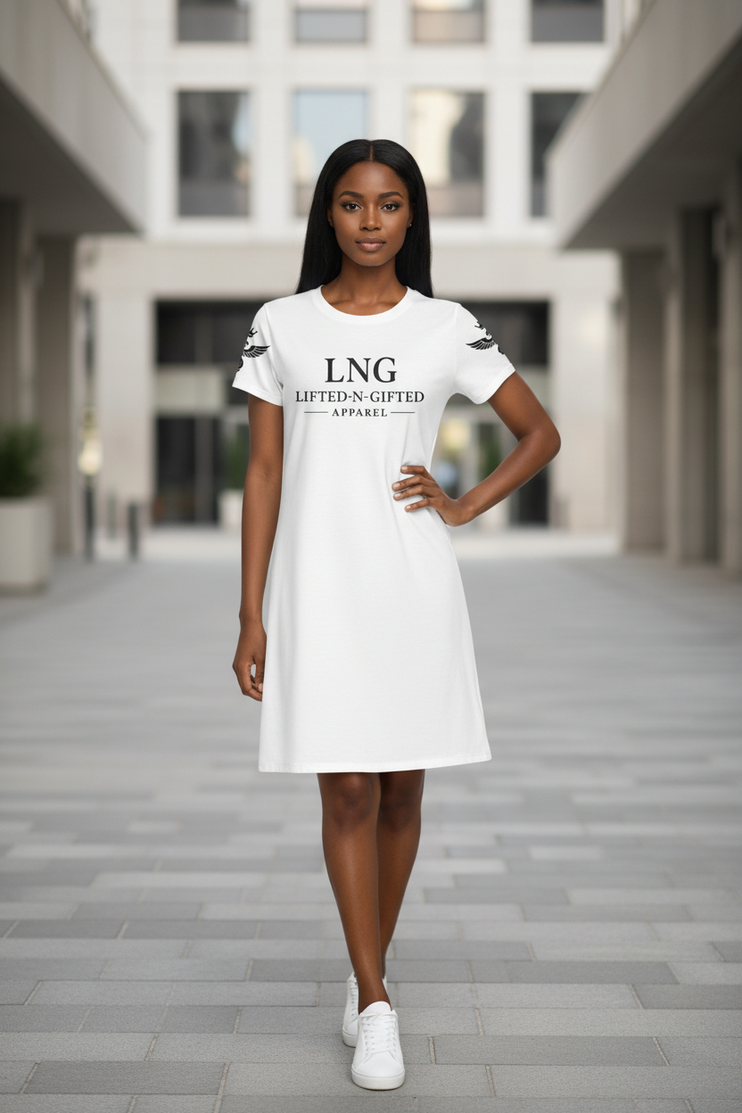 Lifted-N-Gifted Women's T-Shirt Dress Model Mockup