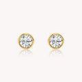 Bezel Set Round Cut Diamond Studs 1 TCW - 14k Solid Gold-0